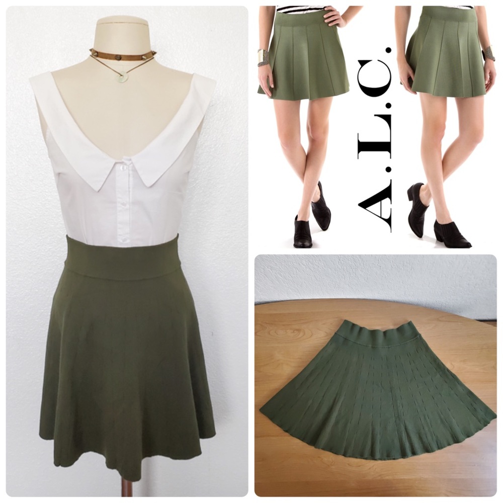 A.L.C. Olive Green Knit Mini Skirt (Agnus Variant)